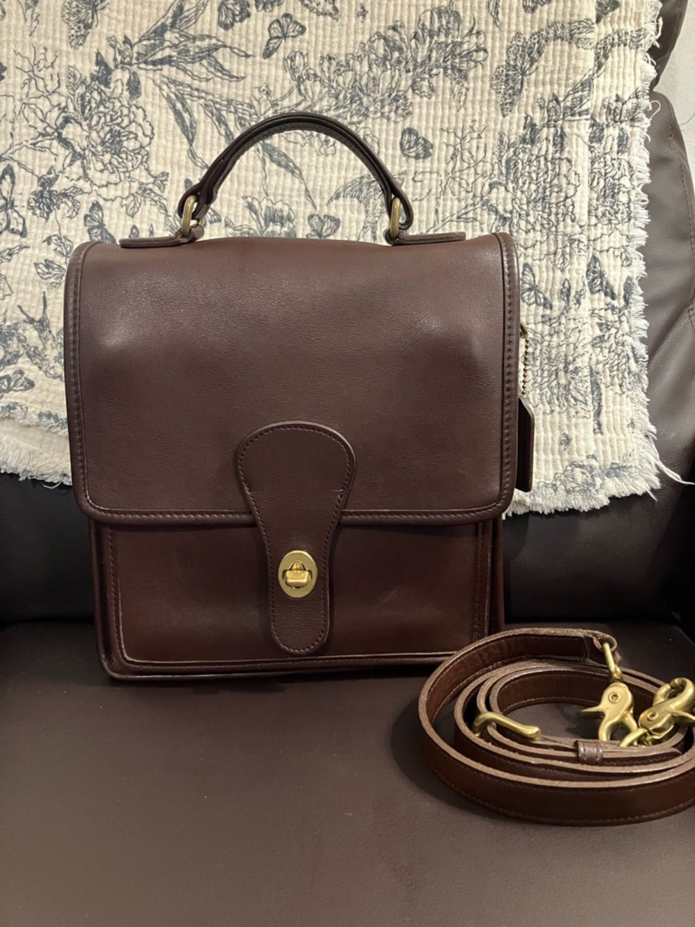 Coach Vintage Mahogany Leather Station Crossbody with Top Handle 5130